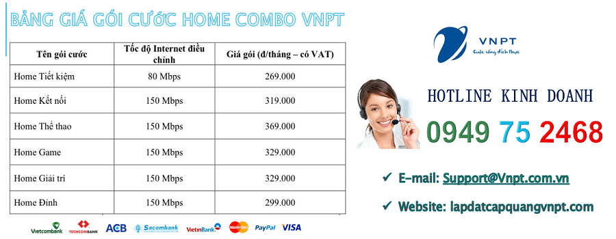 bảng giá gói cước wifi cáp quang VNPT