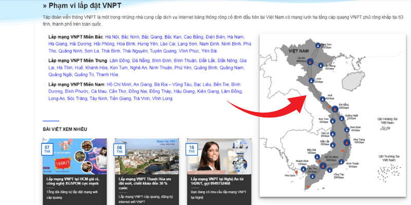 Phạm vi lắp đặt VNPT Phạm vi lắp đặt VNPT