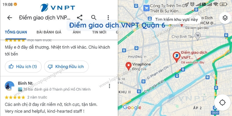 Vị trí điểm giao dịch VNPT Quận 6